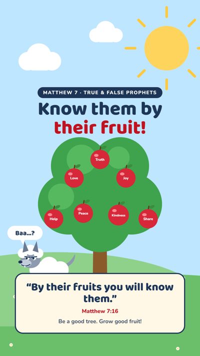 “Know them by their fruit” phone wallpaper, Matthew 7:16 printable preview